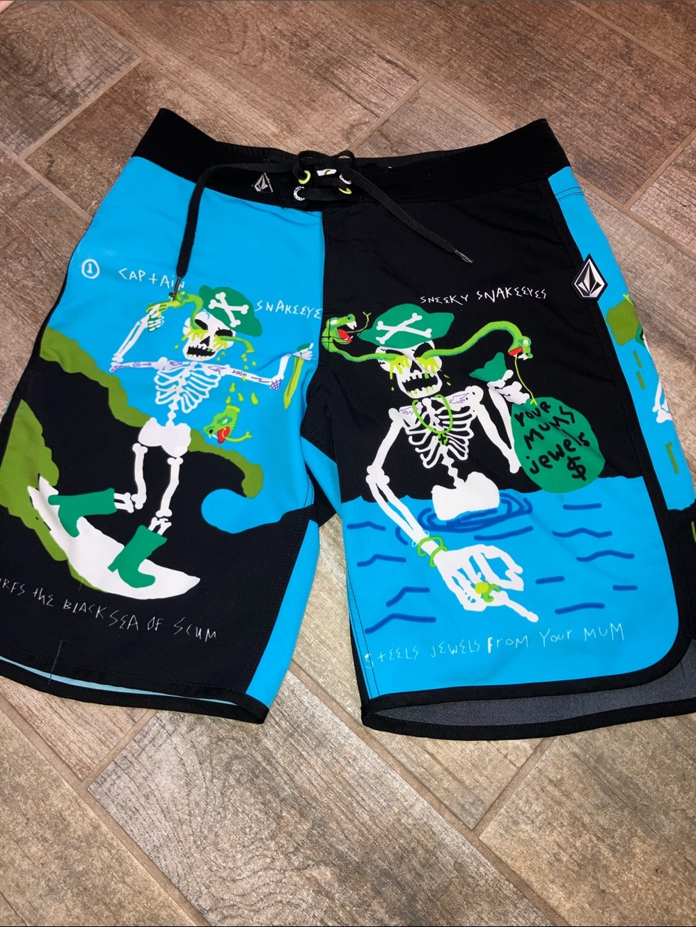 VOLCOM Ozzie Snake Eyes boardshorts featuring art by Ozzie Wright